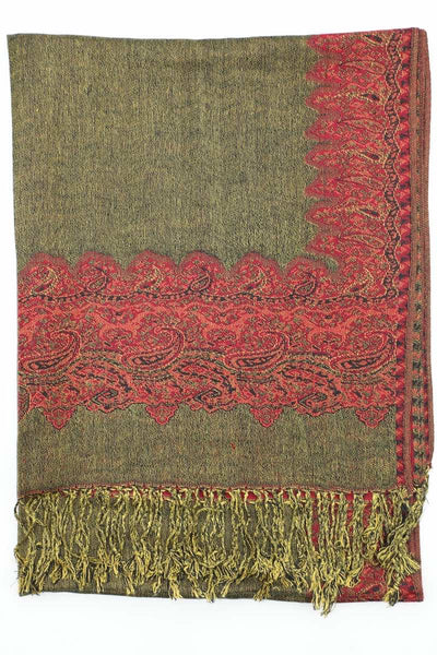 Achillea Burgundy Border Pashmina Shawl Wrap Scarf – Achillea Scarves