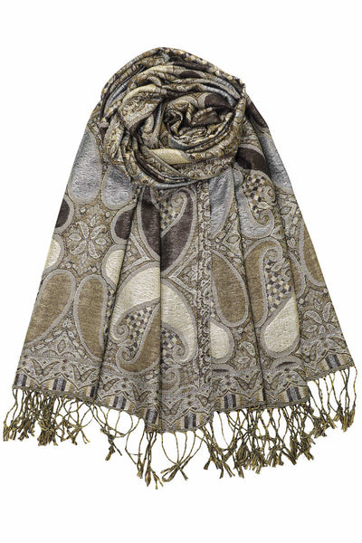 Achillea Paisley Sparkling Metallic Pashmina Shawl Wrap Scarf