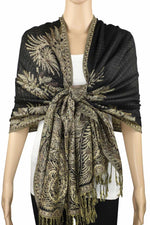 Achillea Black Big Paisley Pashmina