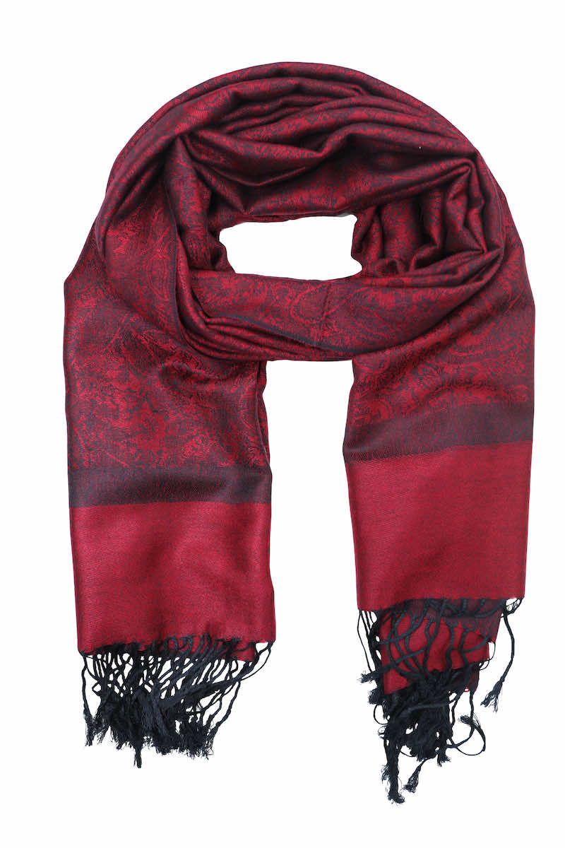 Achillea Burgundy Jacquard Pashmina Scarf