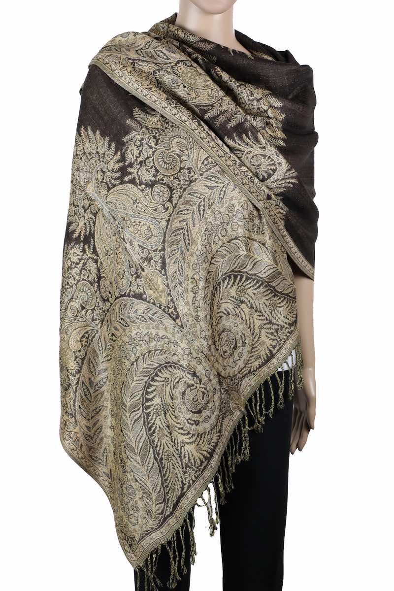 Achillea Dark Brown Big Paisley Pashmina