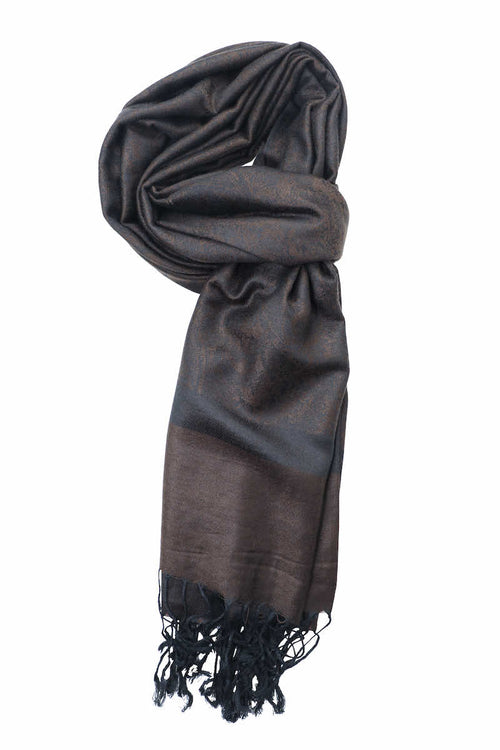 Achillea Dark Coffee Jacquard Pashmina Scarf