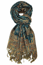 Achillea Dark Sea Green Reversible Paisley Pashmina