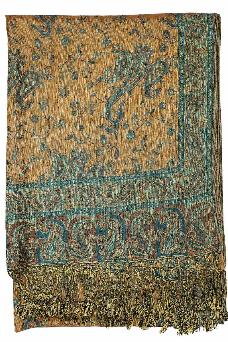 Achillea Dark Sea Green Reversible Paisley Pashmina