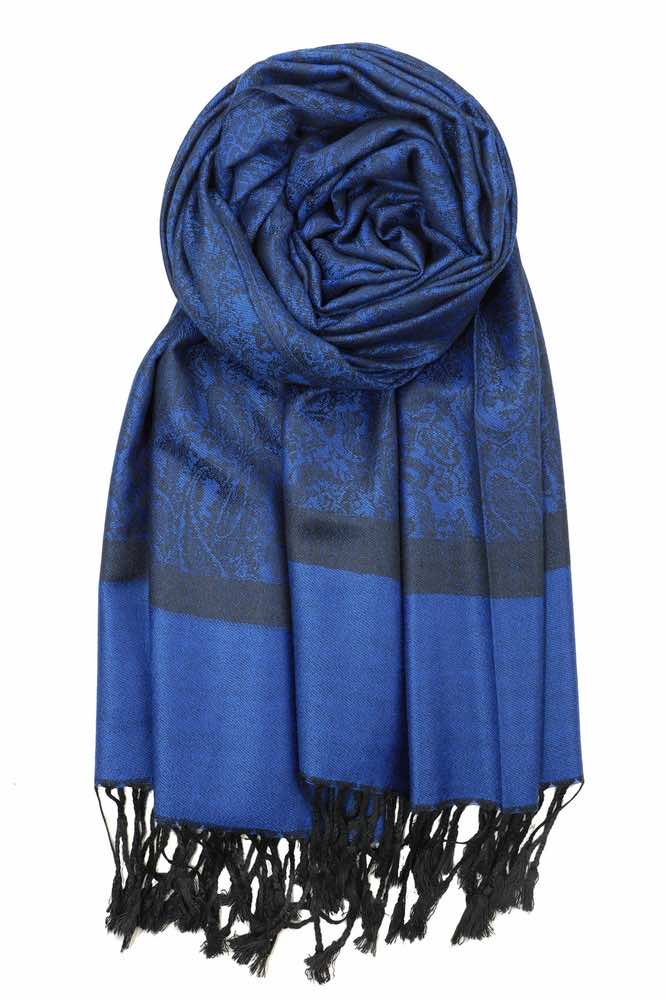 achillea jacquard pashmina deep blue black