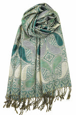 achillea metallic pashmina shawl emerald green