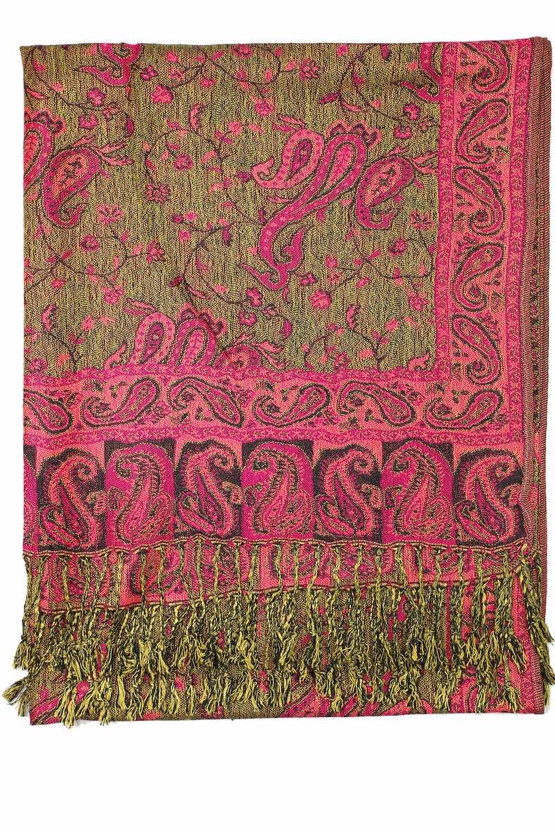 Achillea Fuchsia Reversible Paisley Pashmina