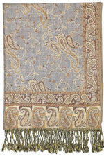 Achillea Grey Bronze Reversible Paisley Pashmina