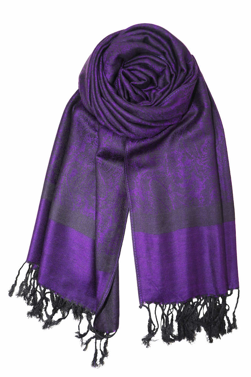 Achillea Indigo Purple Jacquard Pashmina Scarf