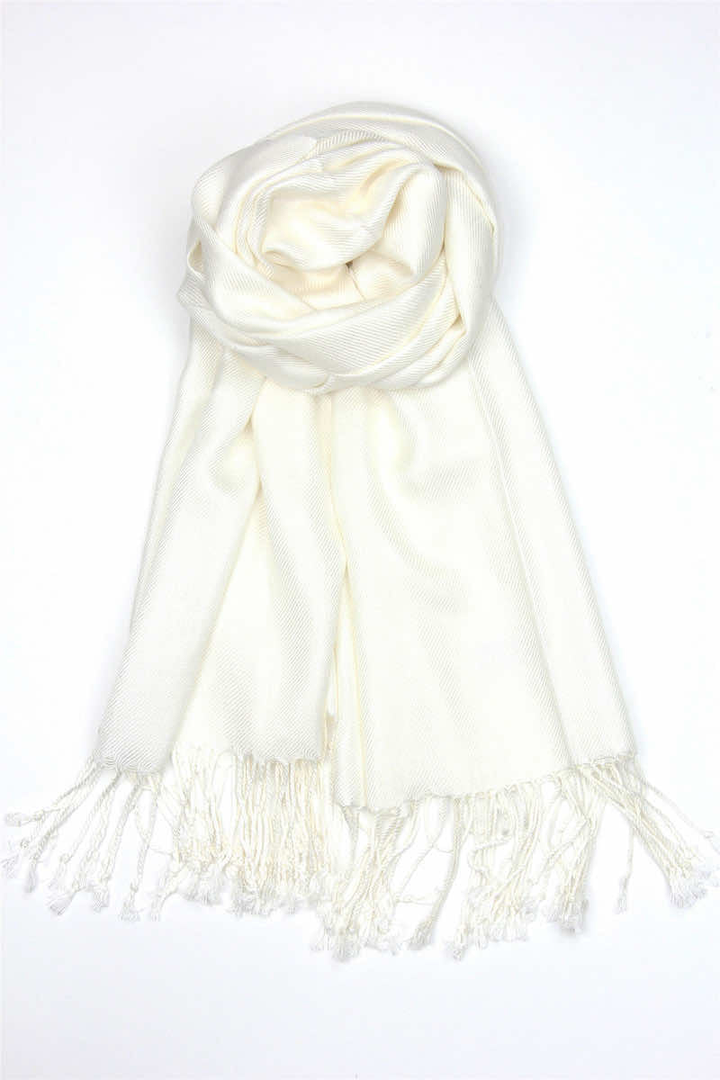 achillea solid pashmina scarf white