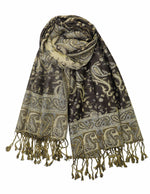 Achillea Mocha Reversible Paisley Pashmina