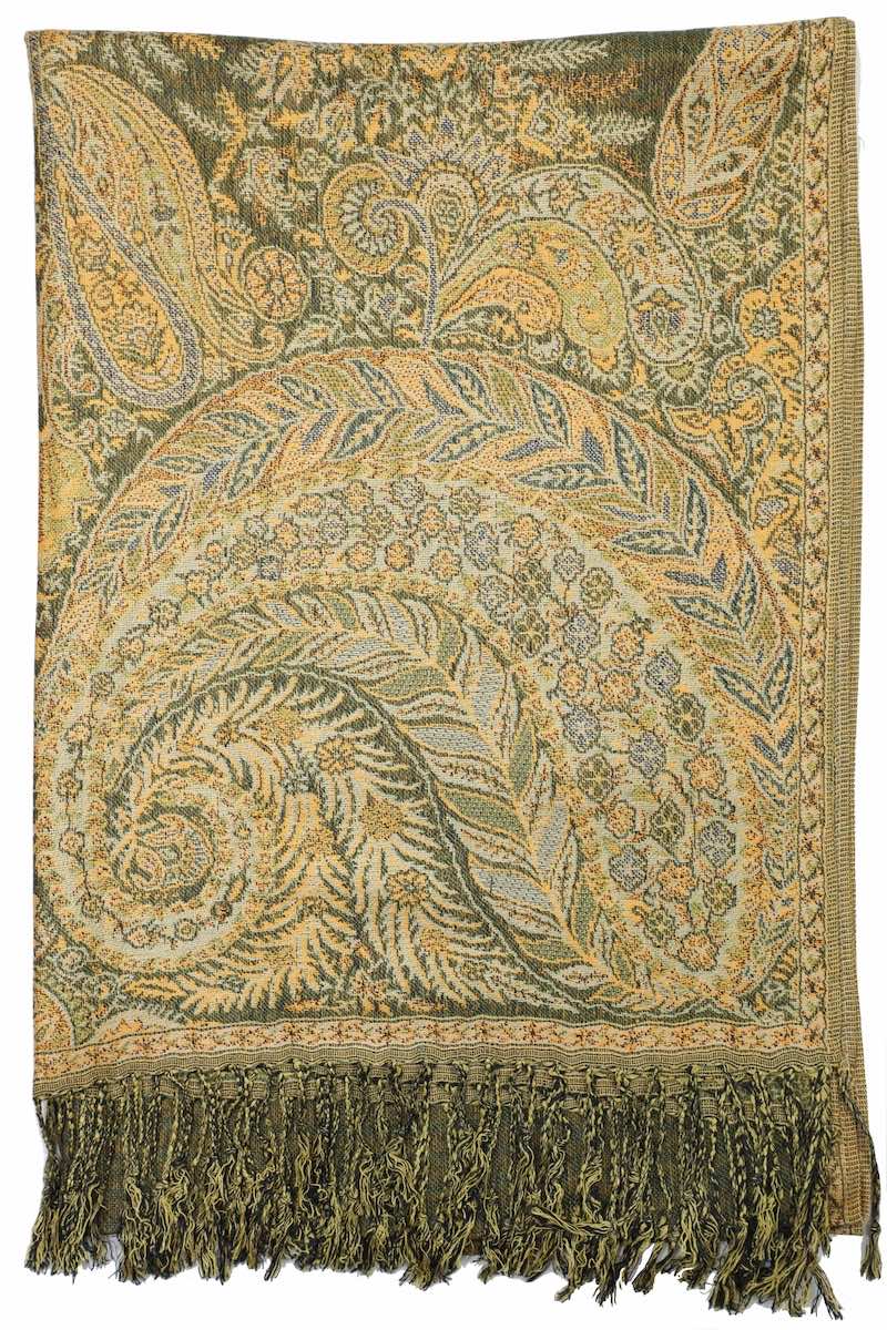 Achillea Olive Green Big Paisley Pashmina