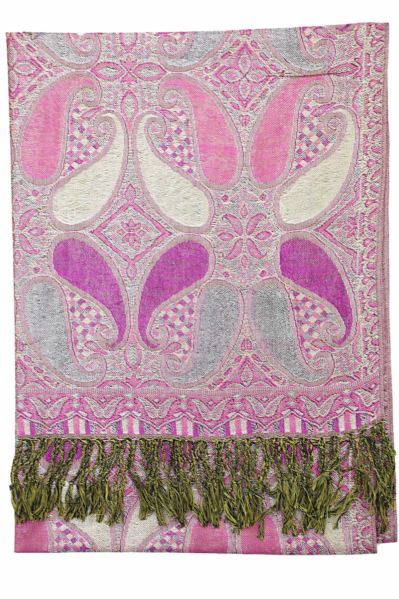 Achillea Orchid Metallic Paisley Pashmina