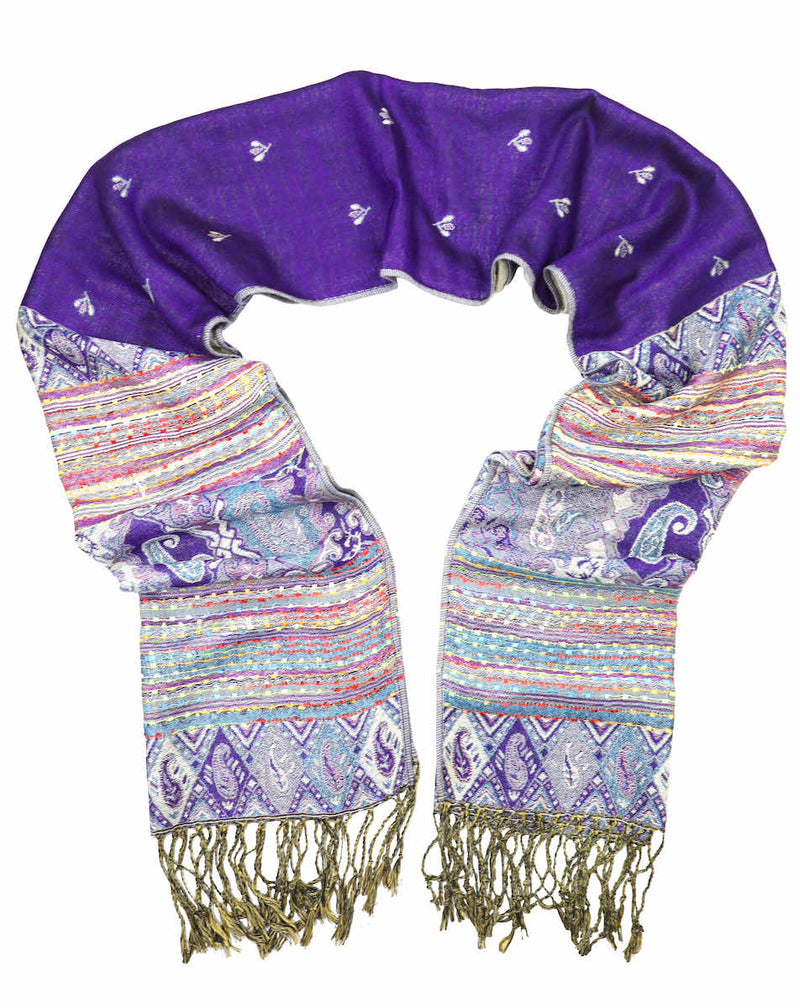 Achillea Purple Bohemian Pashmina Shawl