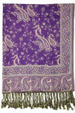 Achillea Purple Reversible Paisley Pashmina