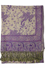 Achillea Purple Reversible Paisley Pashmina