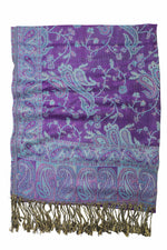 Achillea Purple Turquoise Reversible Paisley Pashmina