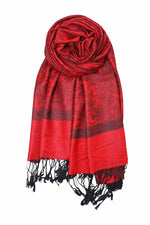 achillea jacquard pashmina red black