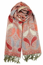 achillea metallic pashmina shawl red