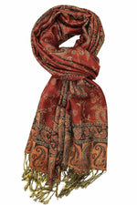 Achillea Rust Red Reversible Paisley Pashmina