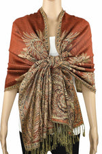 Achillea Saddle Brown Big Paisley Pashmina