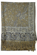 Achillea Steel Blue Reversible Paisley Pashmina