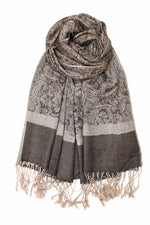 Achillea Tan Brown Jacquard Pashmina Scarf