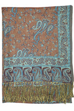 Achillea Teal Reversible Paisley Pashmina