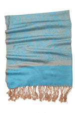 Achillea Turquoise Beige Jacquard Pashmina Scarf