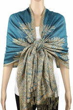 Achillea Turquoise Big Paisley Pashmina