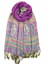 Achillea Violet Bohemian Pashmina Shawl