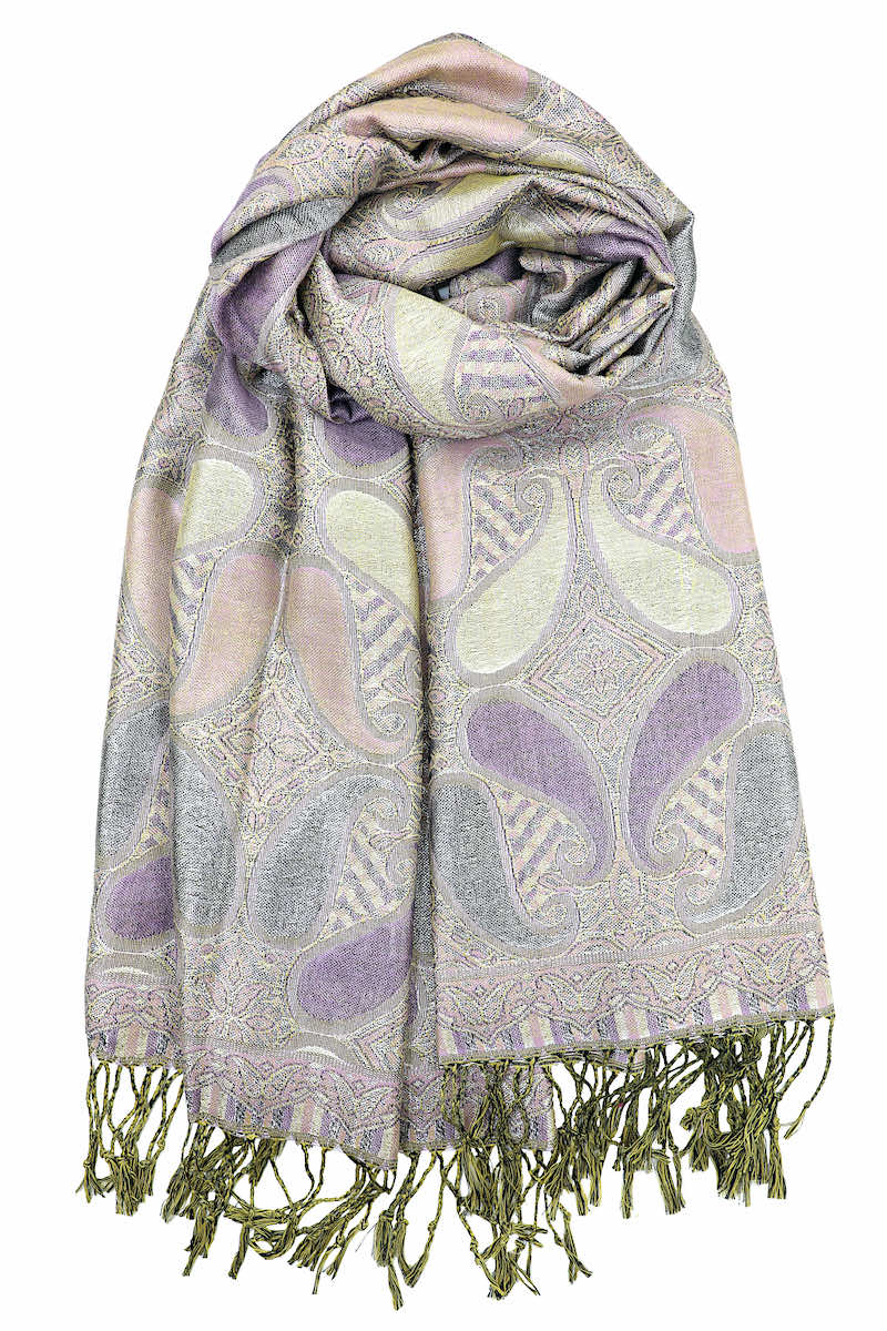 Achillea Violet Metallic Paisley Pashmina